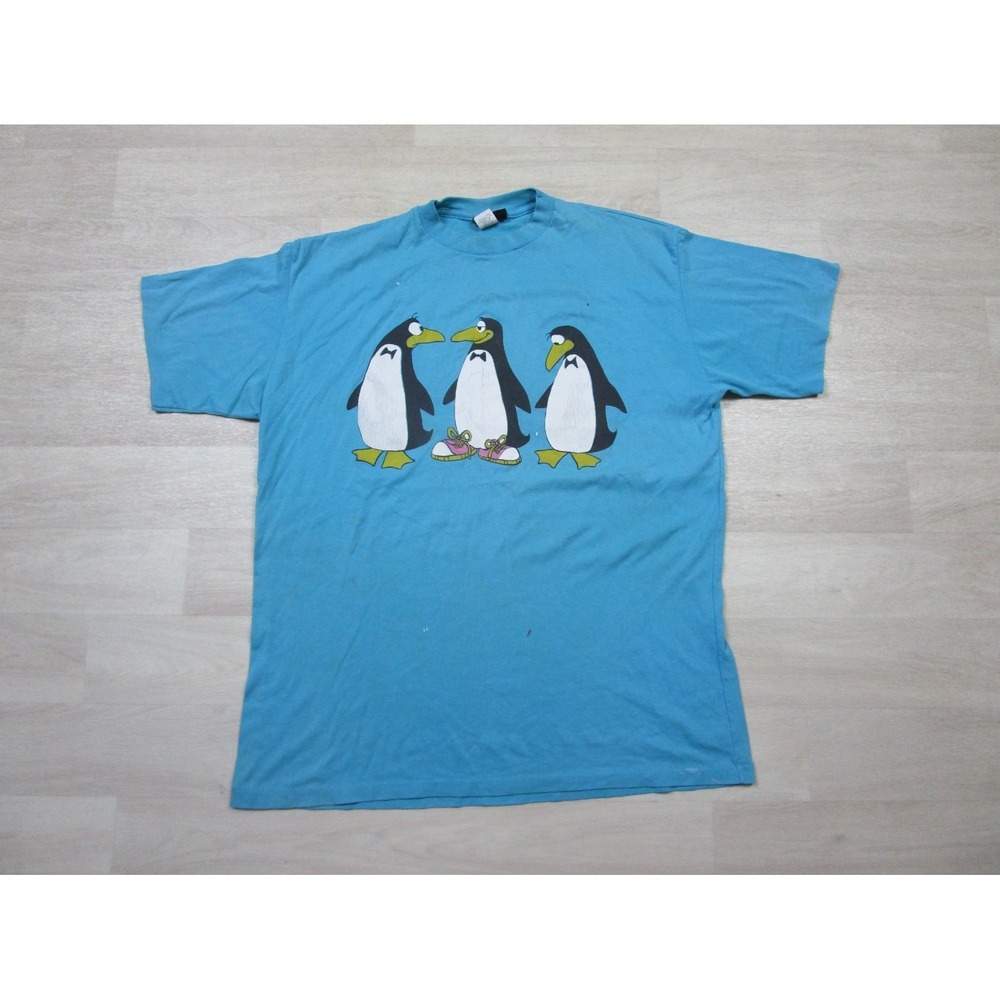 Vintage Zoo Crew Penguins T Shirt Funny Joke (XL) "Shoes" 1980's Single Stitch